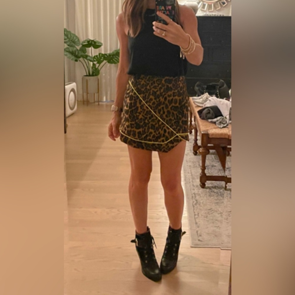 For love and lemons leopard print neon skirt